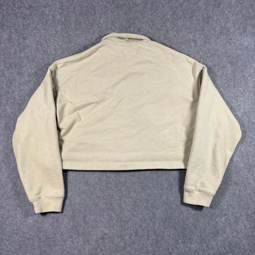Alo Yoga Shacket Womens Large Beige Renown Cropped French Terry Button Jacket